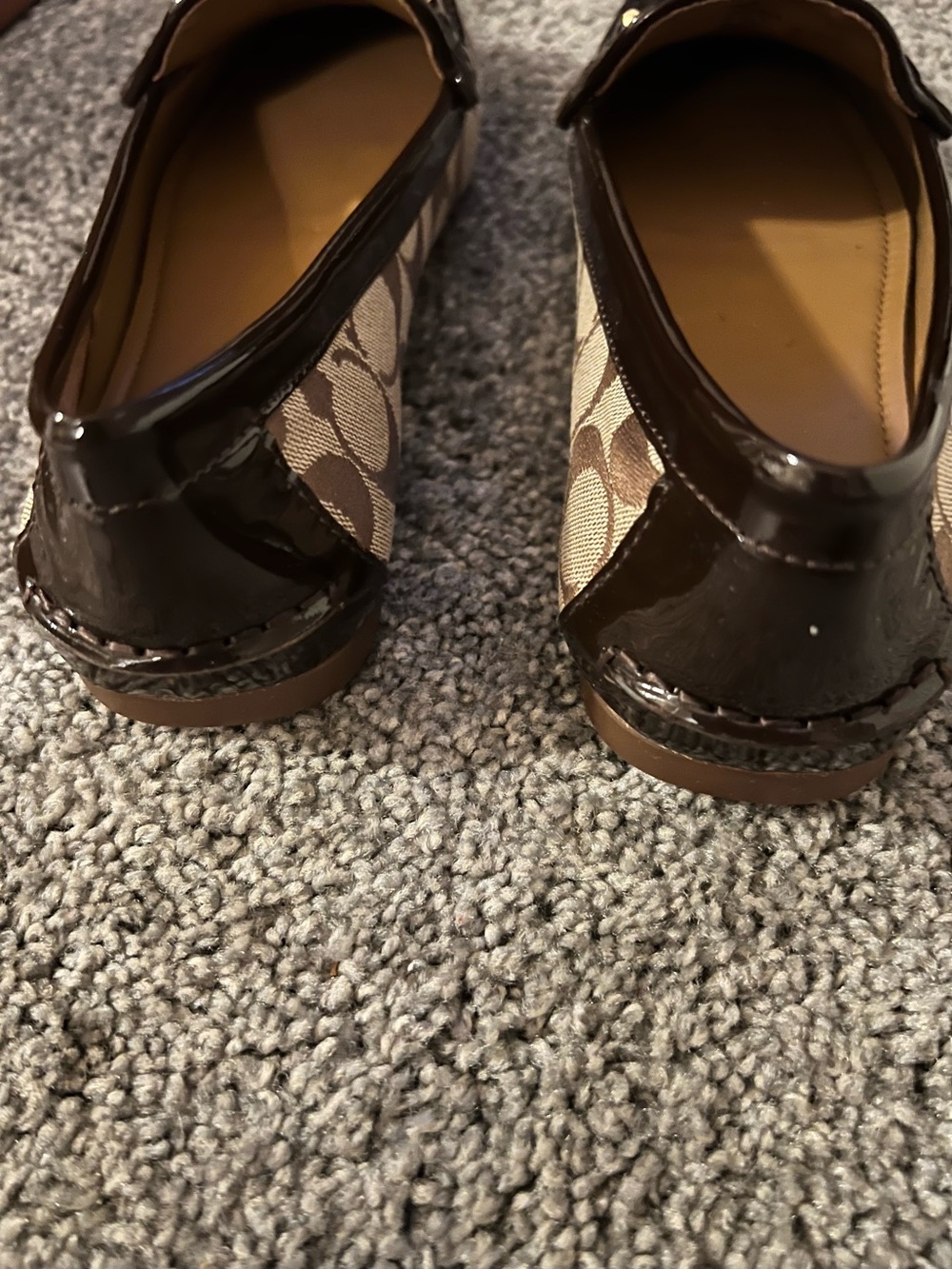 Coach Brown Signature Canvas Loafers with Brown Patent Trim - Picture 2 of 8